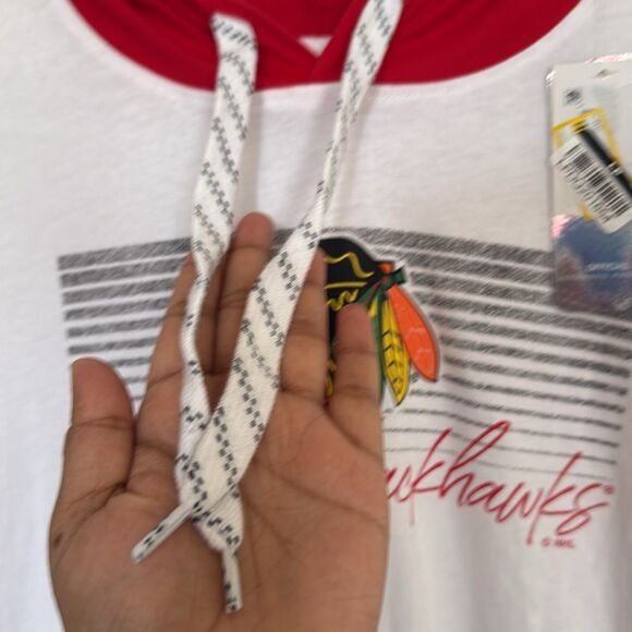 Womens Chicago Blackhawks lightweight 100% cotton Hoodie long sleeves top S NWT - Picture 6 of 13